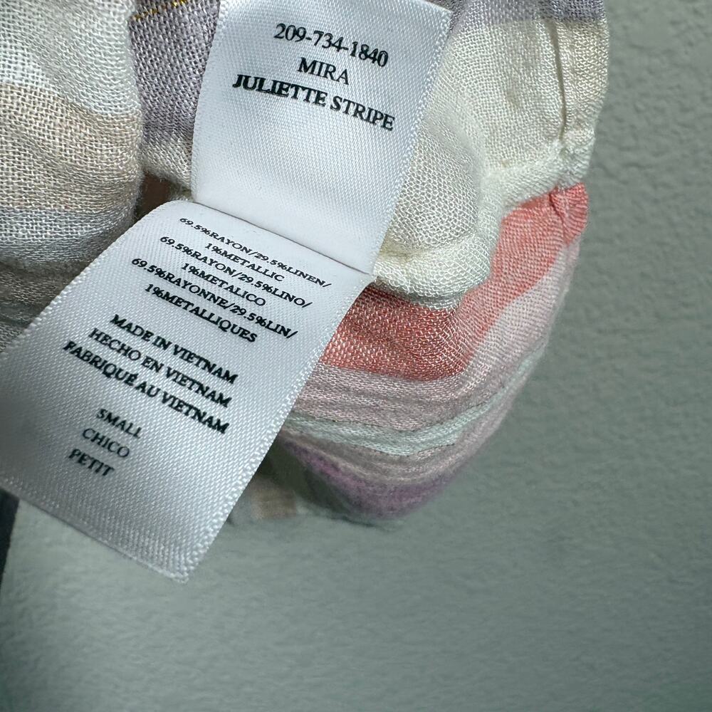 Rails Size Small Mira Juliette Stripe Tank Top Pink Striped Rayon Linen Blend - Picture 8 of 8